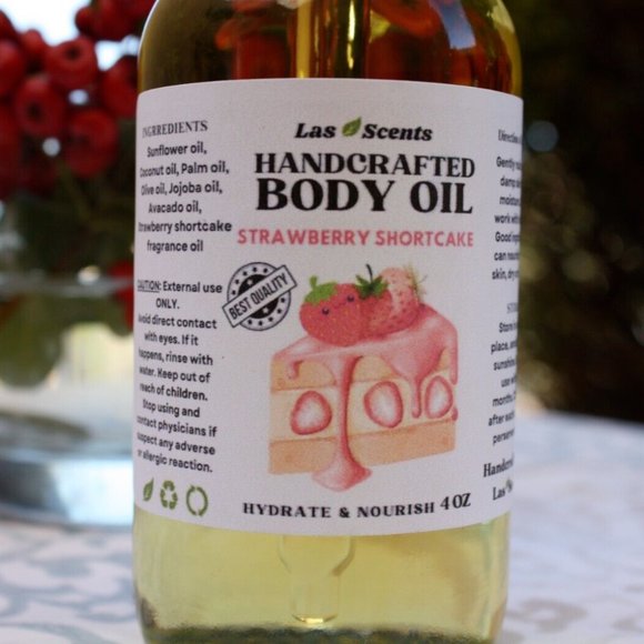 Handcrafted Strawberry Shortcake Body Oil Body Juice Mist Sprayer Skin Care - Picture 3 of 15
